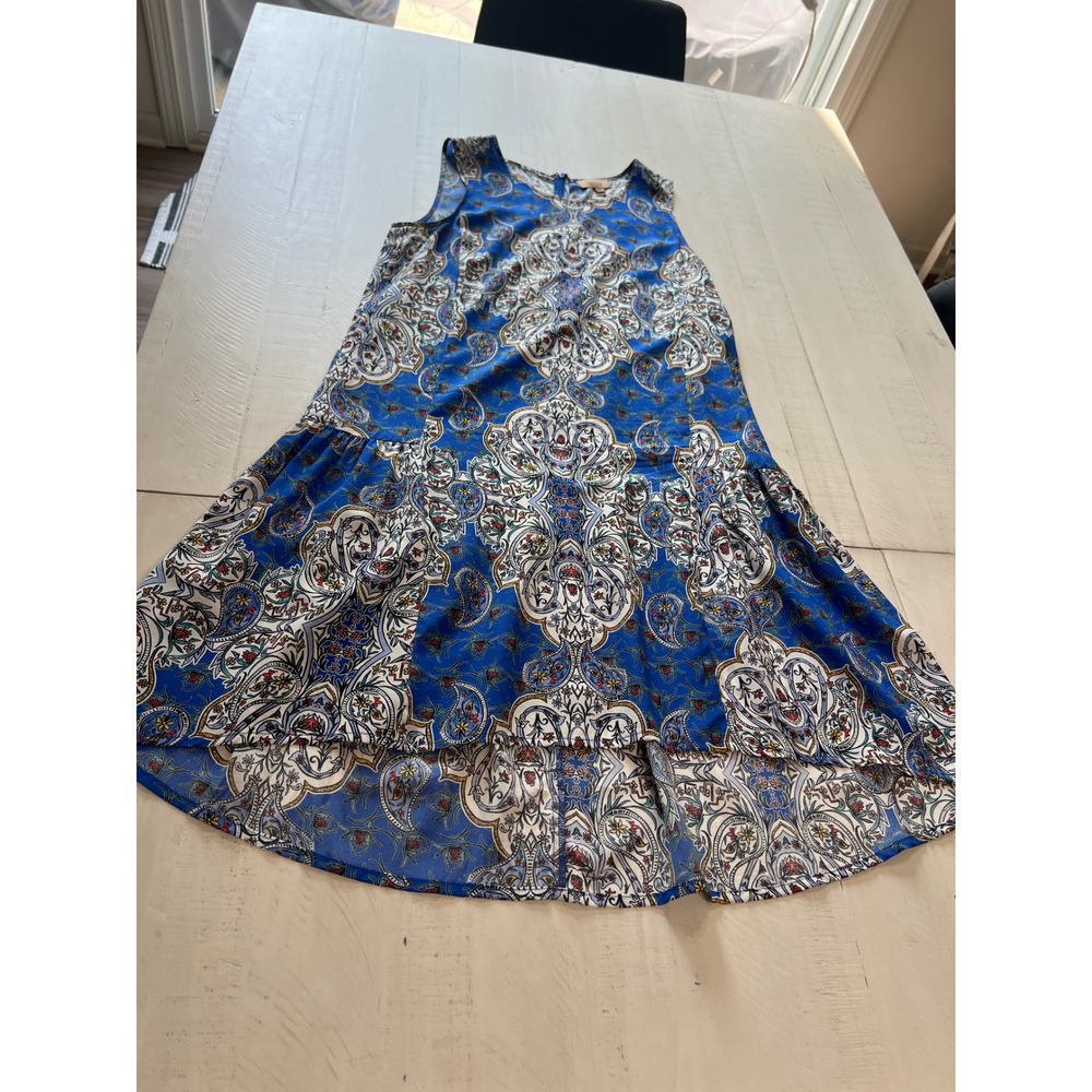 Kachel Anthropologie 100%‎ Silk Paisley Drop Waist High Low  Dress Womens 8 - Picture 6 of 10